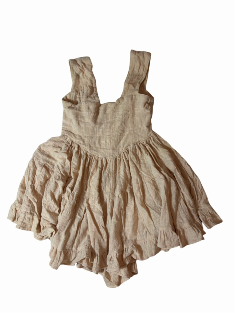 Vanessa Mooney XS Boho Gauze Ruffle Romper Dusty Blush Cottagecore